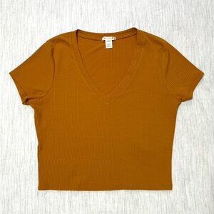 Bozzolo V-Neck Mustard Yellow Crop Top